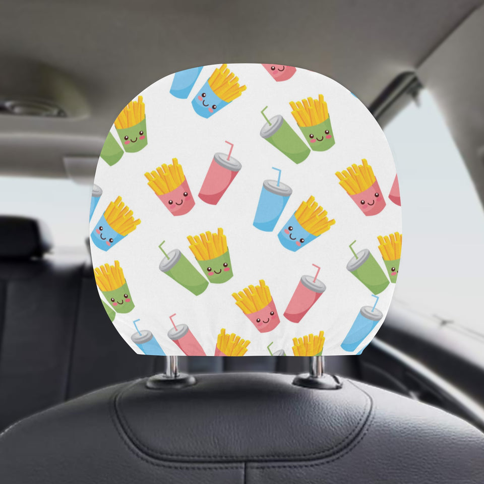 Colorful French Fries Pattern Car Headrest Cover