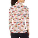 Camper Van Pattern Print Design 01 Women's Long Sleeve Polo Shirt