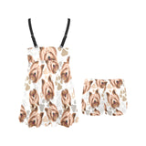 Yorkshire Terrier Pattern Print Design 04 Chest Sexy Pleated Two Piece Swim Dress