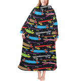 Skate Board Pattern Print Design 03 Blanket Robe with Sleeves