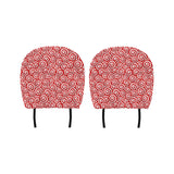 Red and White Candy Spiral Lollipops Pattern Car Headrest Cover