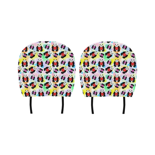 Panda Cute Heart Pattern Car Headrest Cover