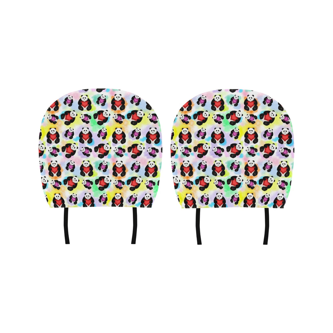 Panda Cute Heart Pattern Car Headrest Cover