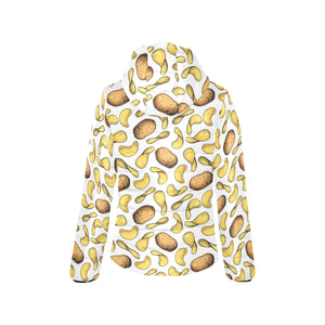 Potato Chips Pattern Print Design 01 Women's Padded Hooded Jacket