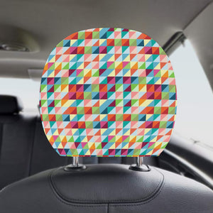 Rainbow Geometric Pattern Car Headrest Cover