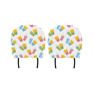 Colorful French Fries Pattern Car Headrest Cover