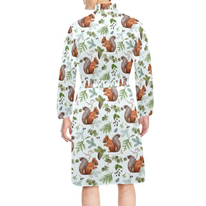 Squirrel Pattern Print Design 02 Men's Long Sleeve Belted Night Robe