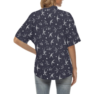 Swallow Pattern Print Design 02 Women's All Over Print Hawaiian Shirt