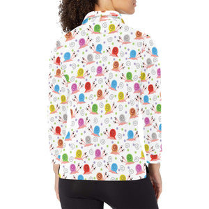 Snail Pattern Print Design 05 Women's Long Sleeve Polo Shirt