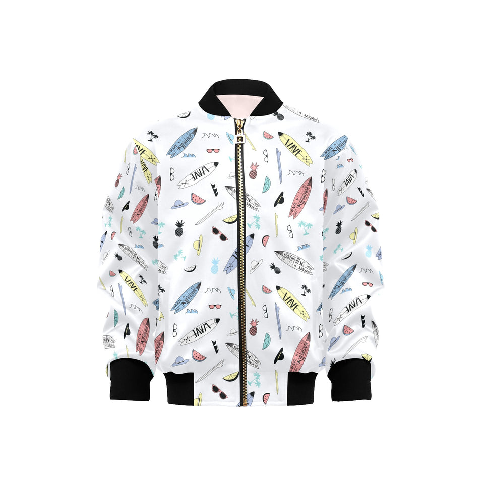 Surfboard Pattern Print Design 01 Kids' Boys' Girls' Bomber Jacket