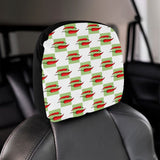 Red Chili Pattern Green White background Car Headrest Cover