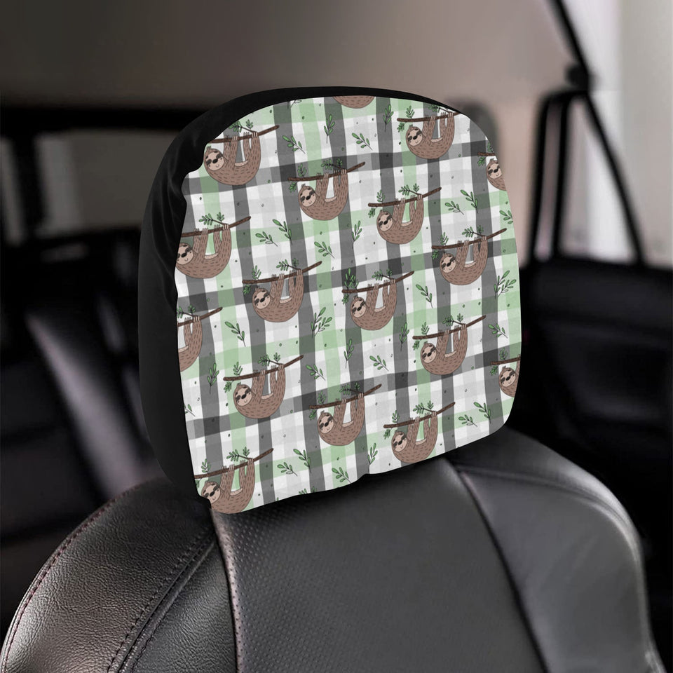 Sloth Pattern Stripe Background Car Headrest Cover