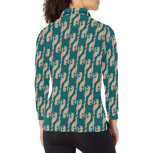 Greyhound Pattern Print Design 05 Women's Long Sleeve Polo Shirt