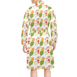 Sandwich Pattern Print Design 02 Men's Long Sleeve Belted Night Robe