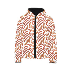 Sausage Pattern Print Design 05 Kids' Boys' Girls' Padded Hooded Jacket