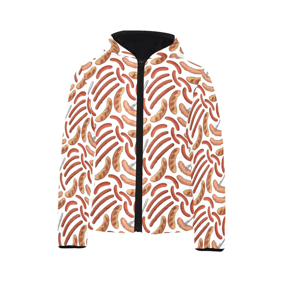 Sausage Pattern Print Design 05 Kids' Boys' Girls' Padded Hooded Jacket