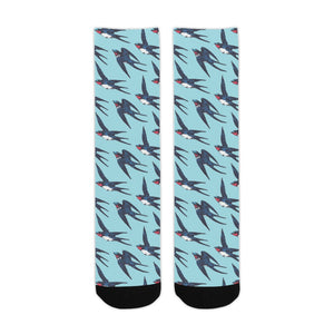 Swallow Pattern Print Design 01 Crew Socks