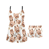 Yorkshire Terrier Pattern Print Design 04 Chest Sexy Pleated Two Piece Swim Dress