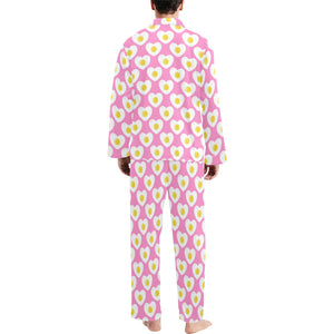 Fried Eggs Pattern Print Design 02 Men's Long Pajama Set