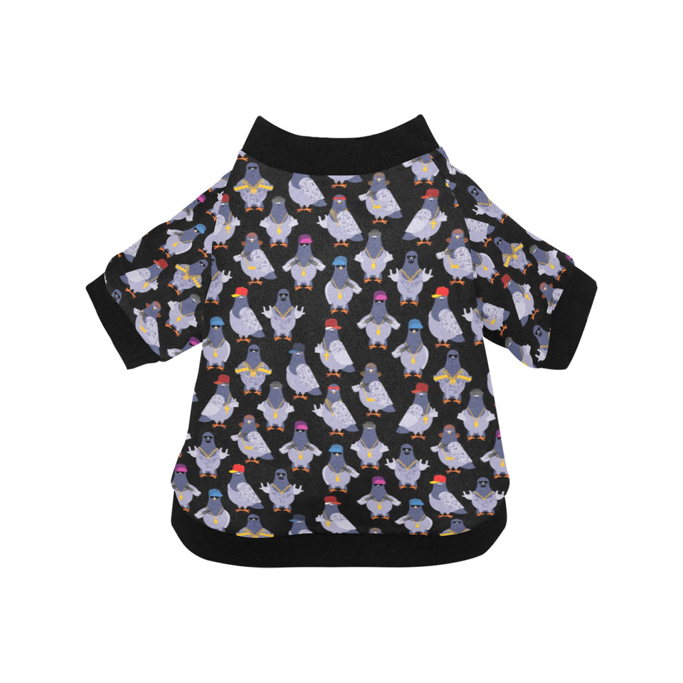 Pigeon Pattern Print Design 04 All Over Print Pet Dog Round Neck Fuzzy Shirt