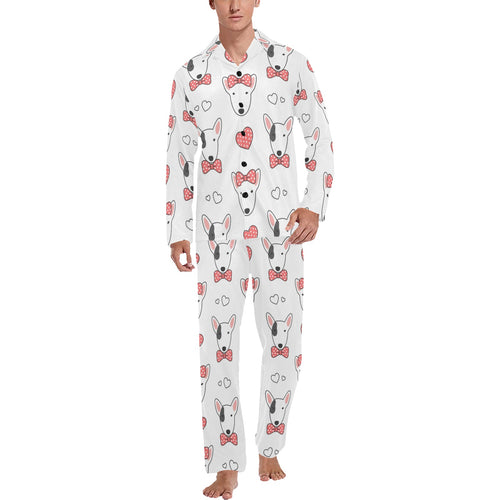 Bull Terrier Pattern Print Design 04 Men's Long Pajama Set