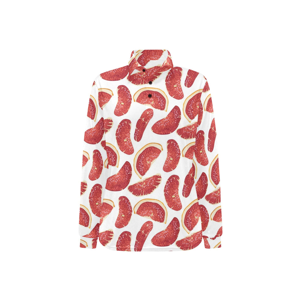 Grapefruit Pattern Women's Long Sleeve Polo Shirt