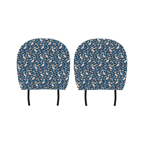 Pelican Pattern Print Design 01 Car Headrest Cover