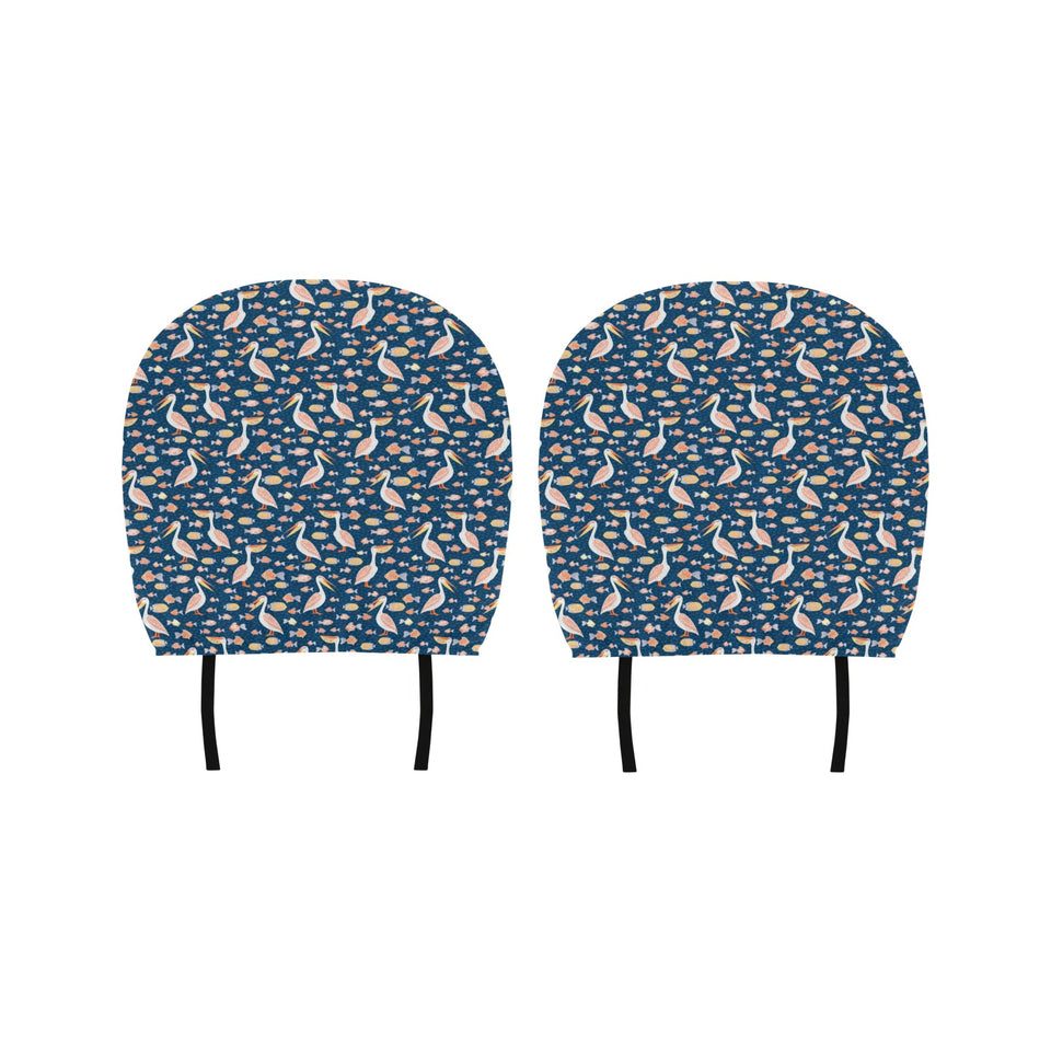 Pelican Pattern Print Design 01 Car Headrest Cover