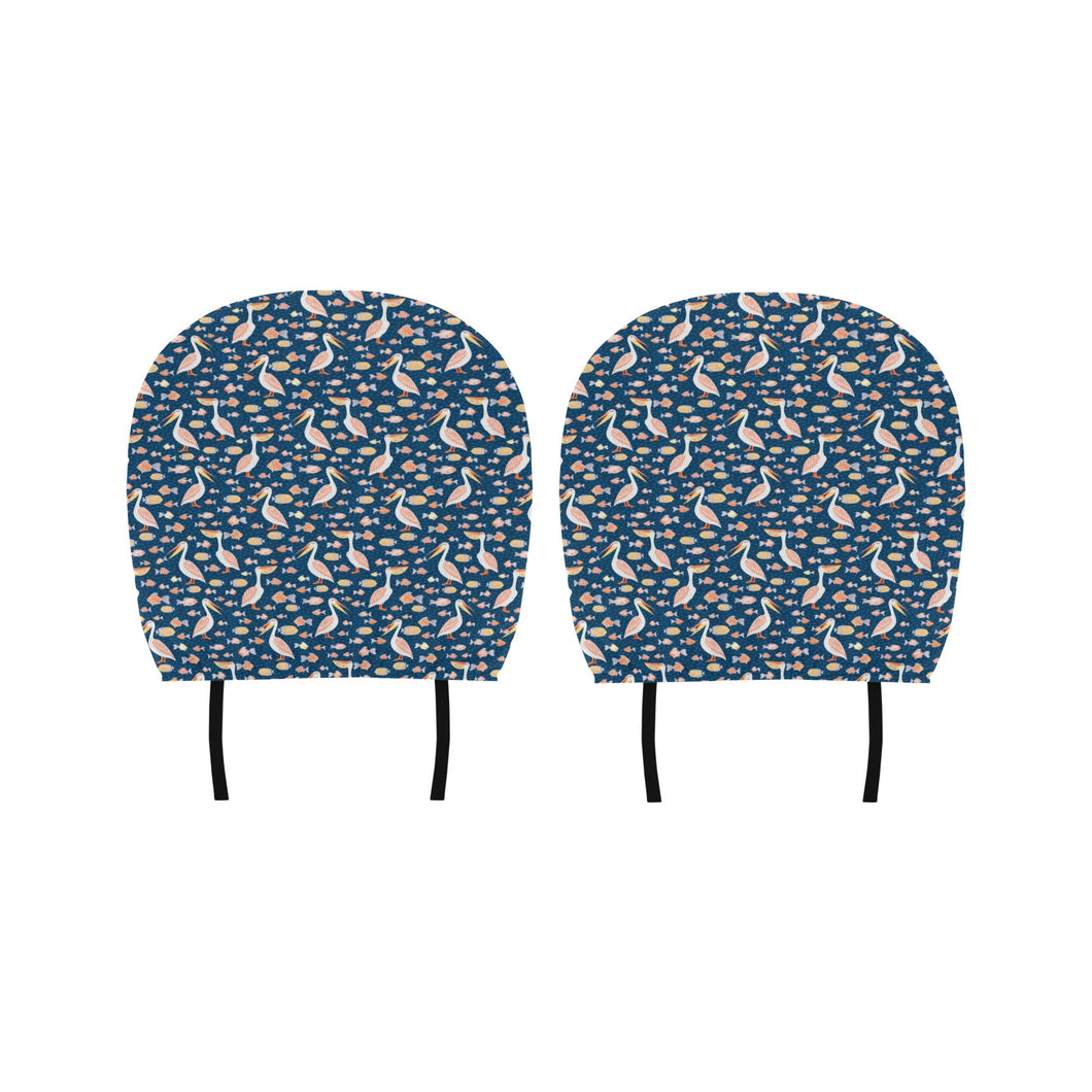 Pelican Pattern Print Design 01 Car Headrest Cover