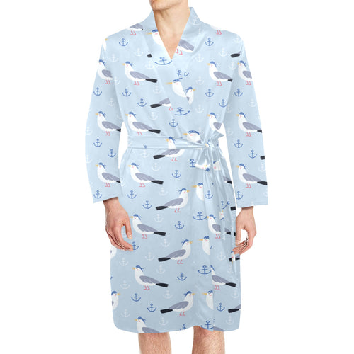 Pigeon Pattern Print Design 03 Men's Long Sleeve Belted Night Robe