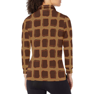 Bread Toast Pattern Print Design 04 Women's Long Sleeve Polo Shirt