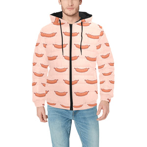 Sausage Pattern Print Design 01 Men's Padded Hooded Jacket(ModelH42)