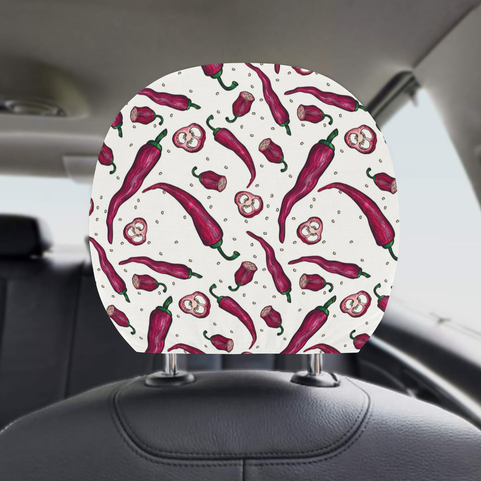 Red Chili Pattern background Car Headrest Cover