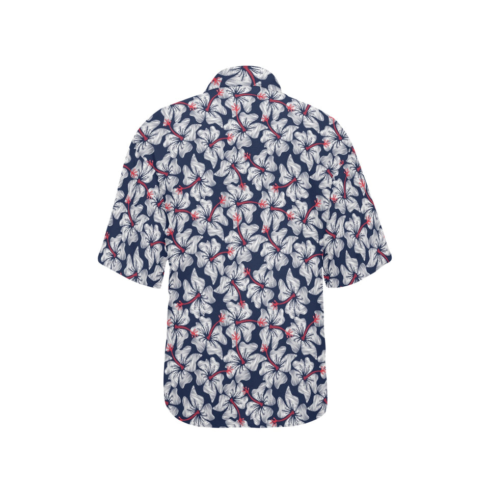 Hibiscus Pattern Print Design 02 Women's All Over Print Hawaiian Shirt