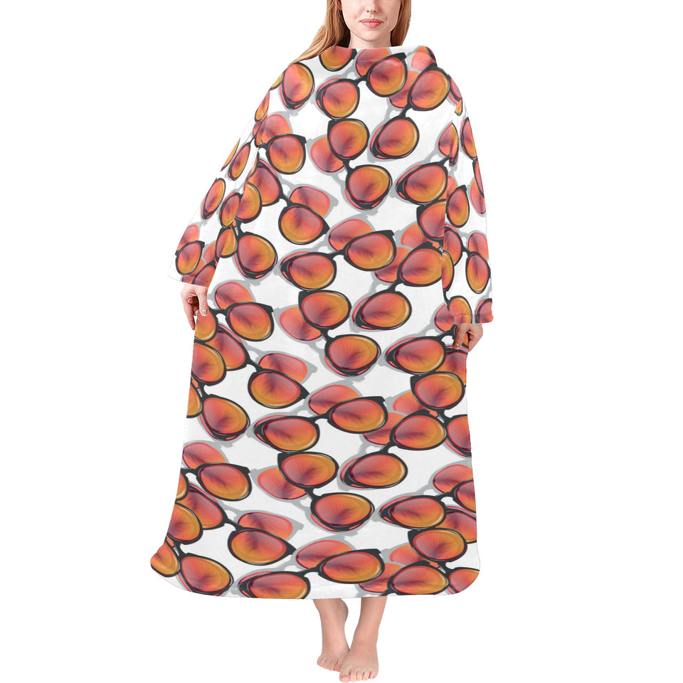 Sun Glasses Pattern Print Design 01 Blanket Robe with Sleeves