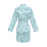 Greyhound Pattern Print Design 03 Women's Long Sleeve Belted Night Robe