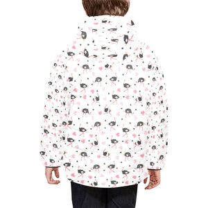 Ostrich Pattern Print Design 03 Kids' Boys' Girls' Padded Hooded Jacket