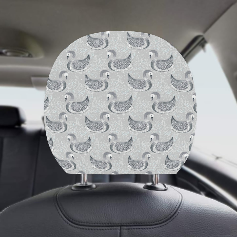 Swan Gray Pattern Car Headrest Cover