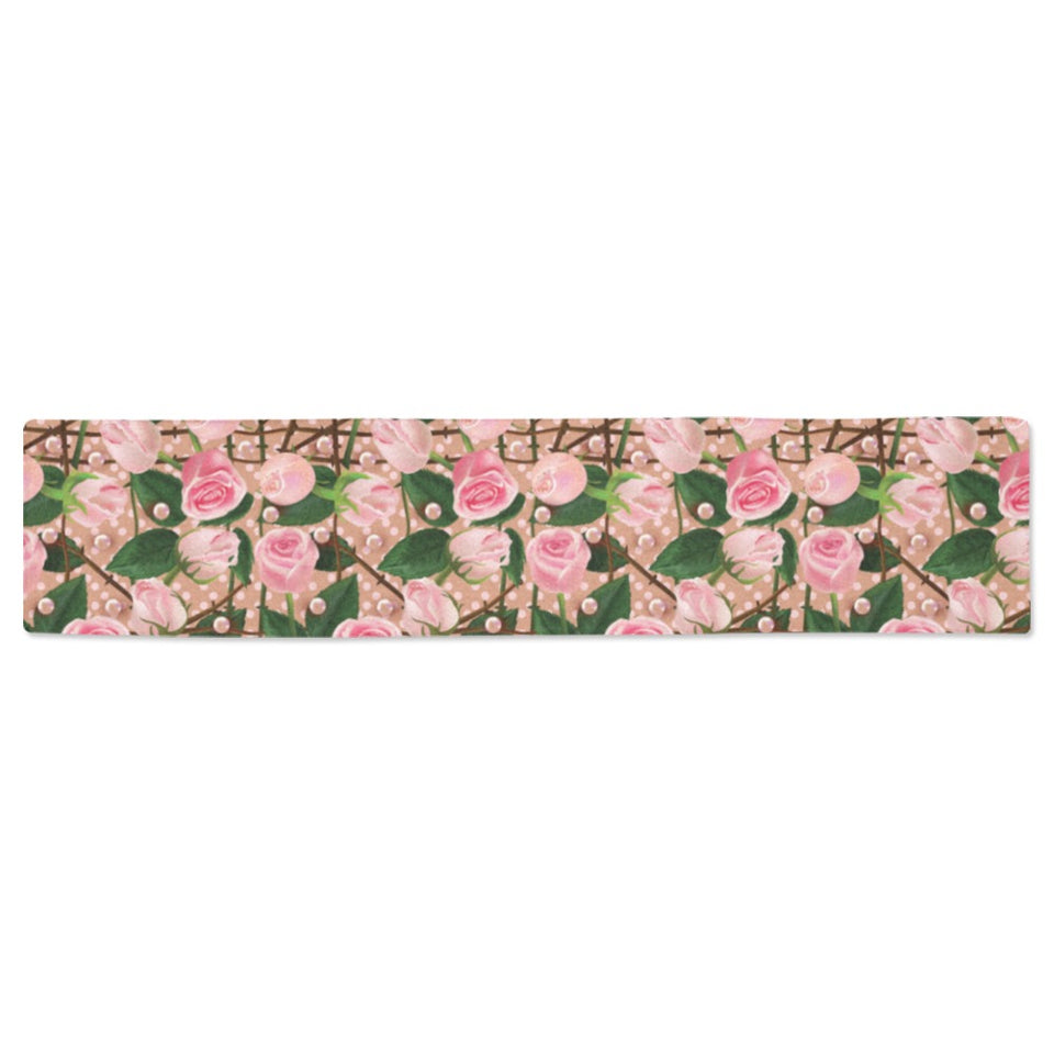 Rose Pattern Print Design 04 Table Runner