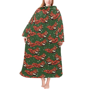 Squirrel Pattern Print Design 03 Blanket Robe with Sleeves