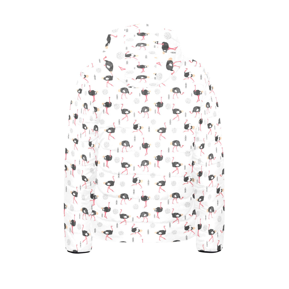 Ostrich Pattern Print Design 02 Kids' Boys' Girls' Padded Hooded Jacket