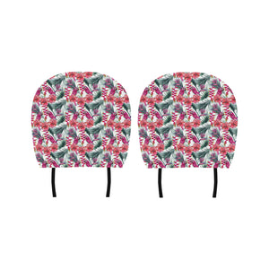 Pink Parrot Heliconia Pattern Car Headrest Cover