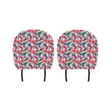 Pink Parrot Heliconia Pattern Car Headrest Cover