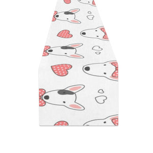 Bull Terrier Pattern Print Design 04 Table Runner