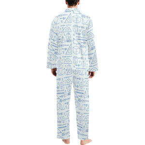 Math Pattern Print Design 03 Men's Long Pajama Set