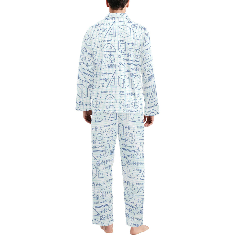 Math Pattern Print Design 03 Men's Long Pajama Set