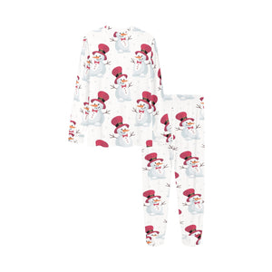 Cute Snowman Pattern Kids' Boys' Girls' All Over Print Pajama Set