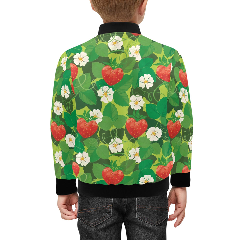 Strawberry Leaves Pattern Kids' Boys' Girls' Bomber Jacket