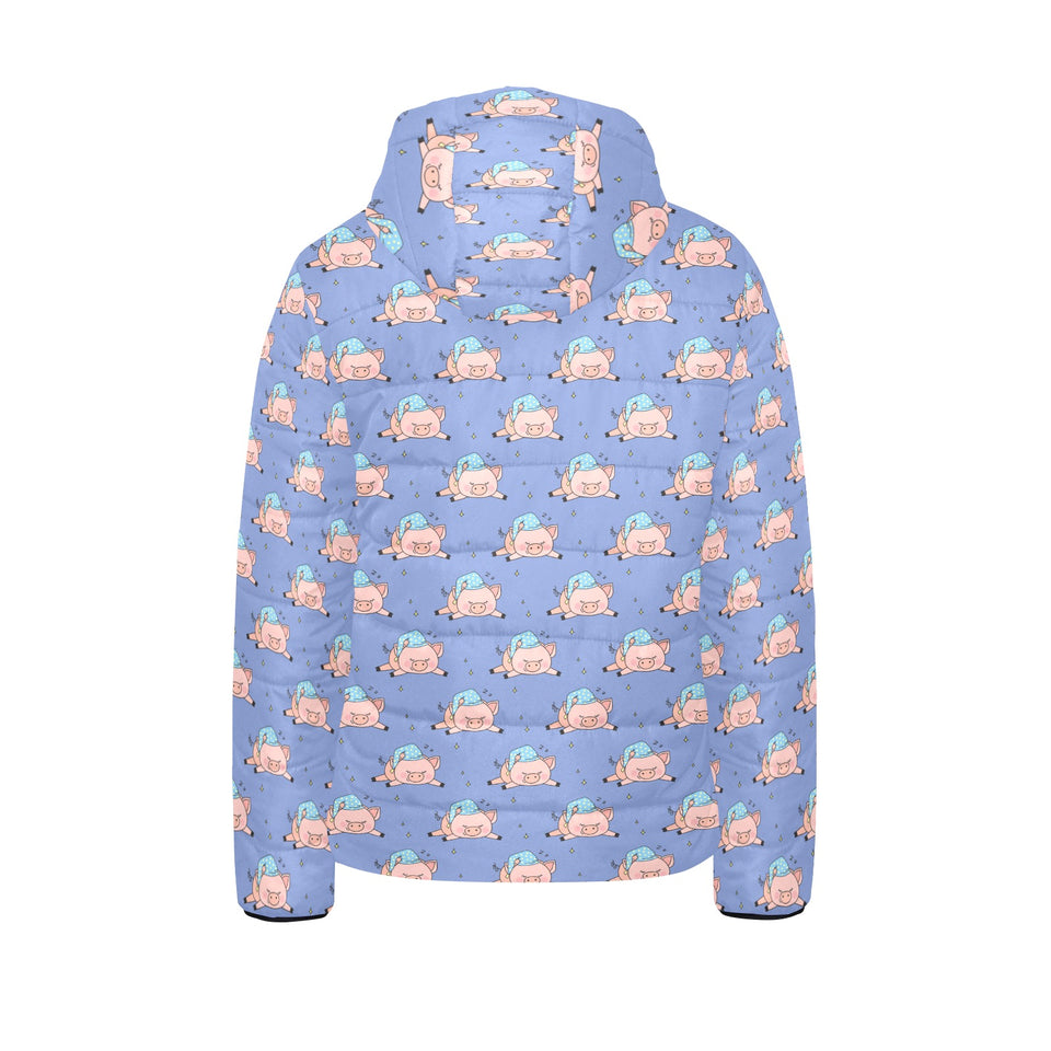 Pig Pattern Print Design 03 Kids' Boys' Girls' Padded Hooded Jacket