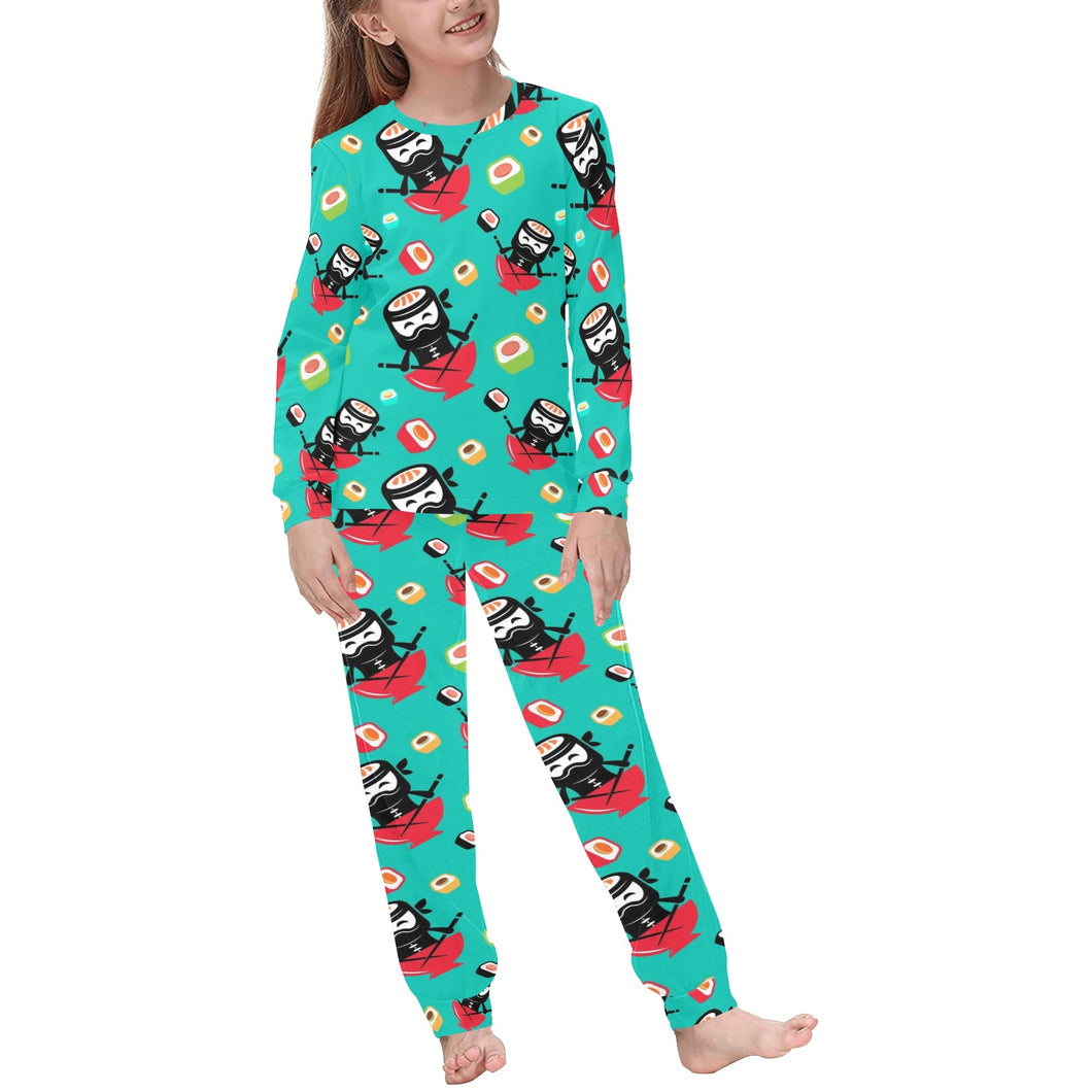 Ninja Sushi Pattern Kids' Boys' Girls' All Over Print Pajama Set